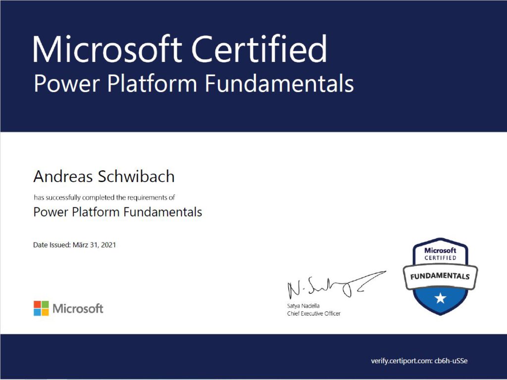 Microsoft Power Platform Fundamentals Zertifizierung