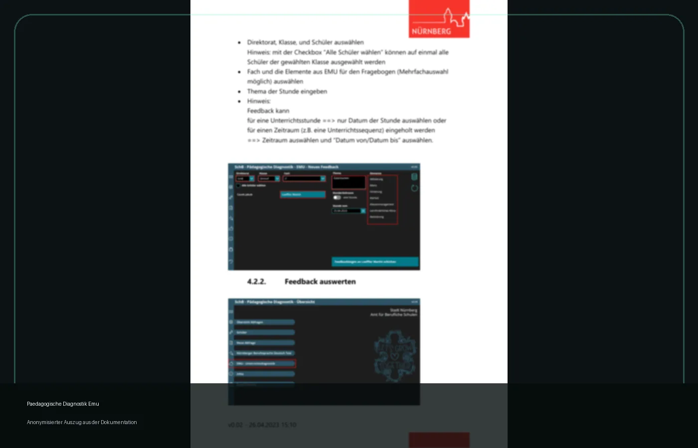 Anonymisierter Screenshot der EMU-Dokumentation