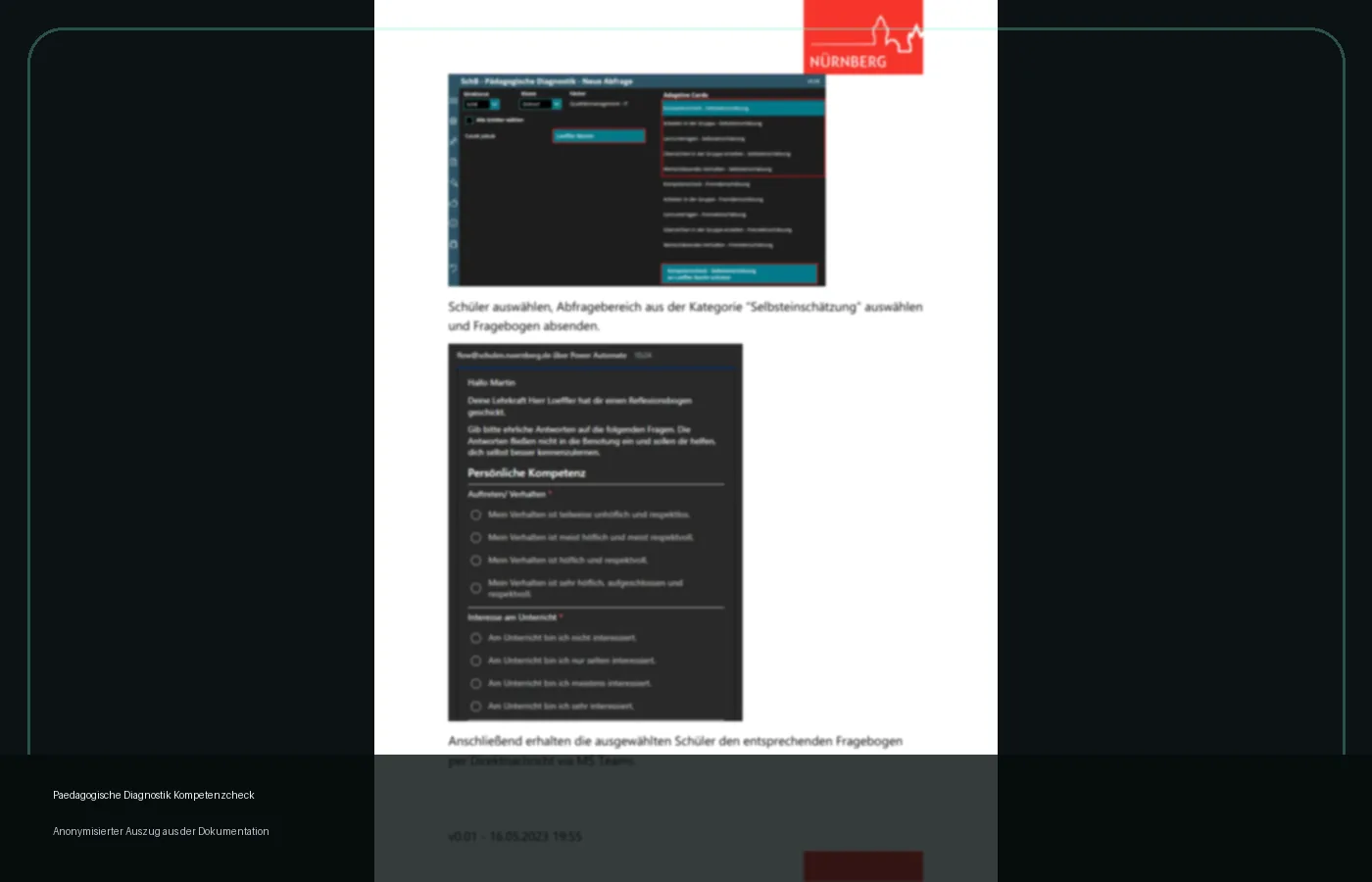 Anonymisierter Screenshot der Kompetenzcheck-Dokumentation